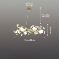 lustre en feuilles de ginkgo avec éclairage led décoratif moderne