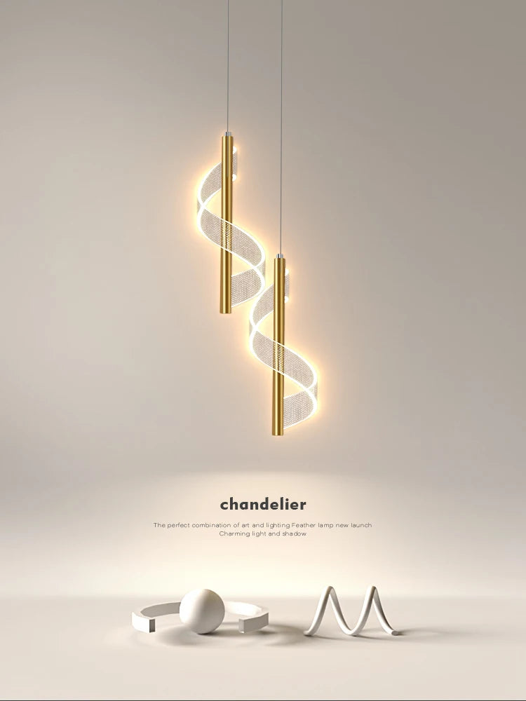suspension led design en forme de s pour décoration intérieure élégante - vue 5 sur 8