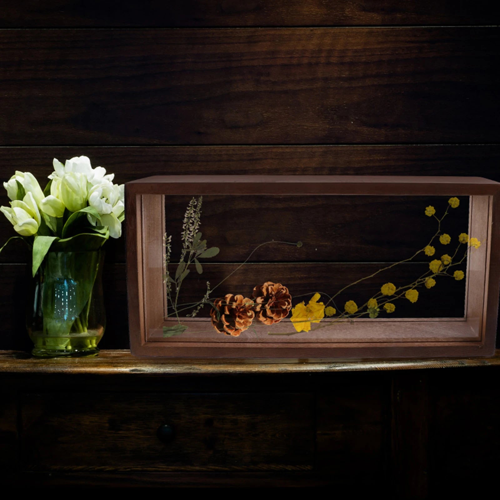 cadre photo boîte à ombre pour fleurs séchées et souvenirs - vue 4 sur 7
