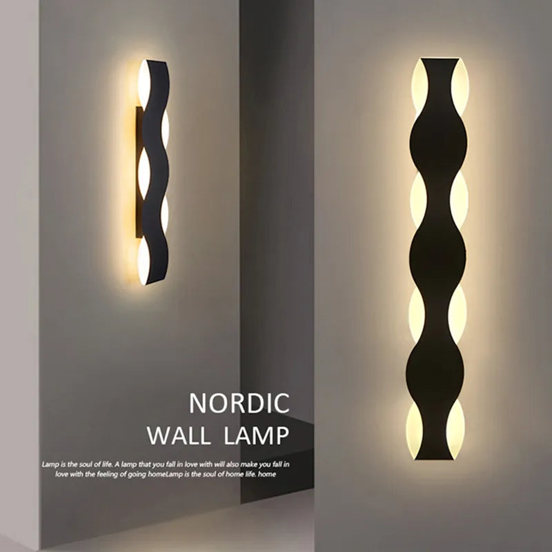 applique murale led moderne forme vague couloir intérieur - vue 6 sur 18