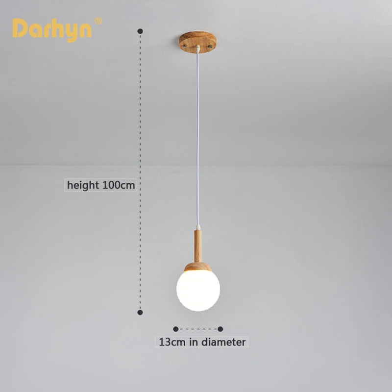 Suspension en bois et verre au design nordique - vue 6 sur 9