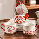 Mug ceramique japonais retro fleurs cerisier peint main