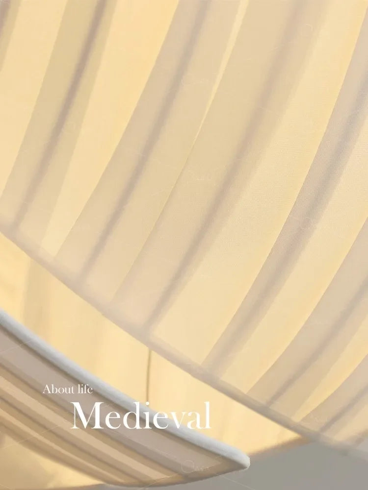 lustre led design moderne wabi sabi tissu éclairage décoratif - vue 6 sur 12