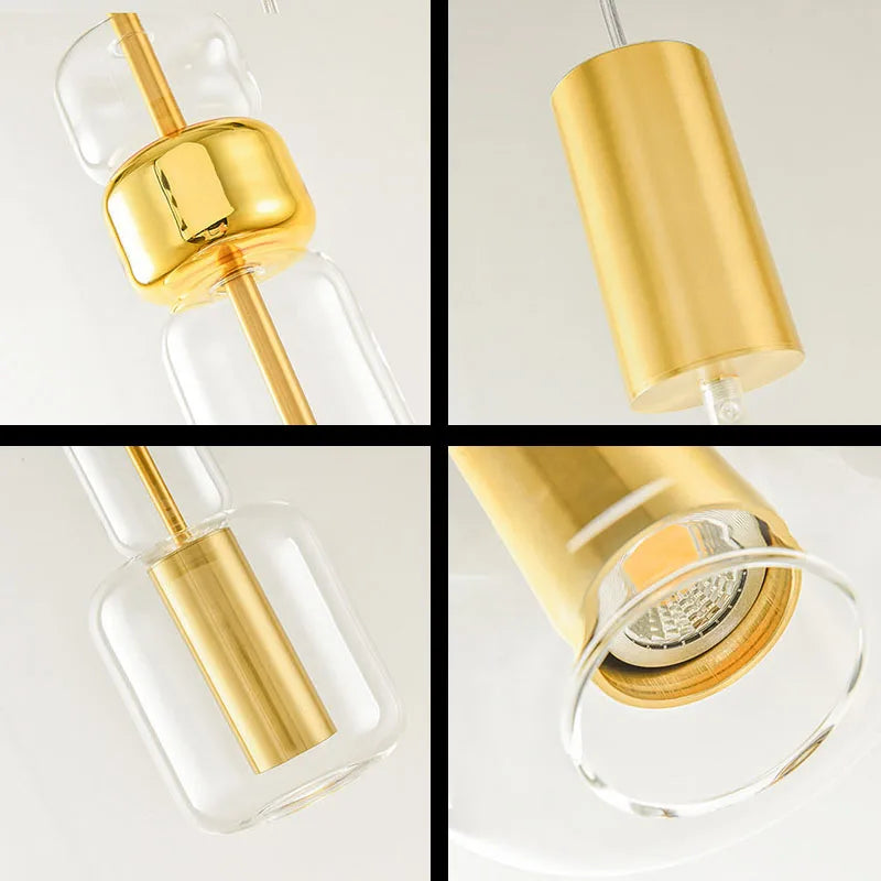 Suspension moderne en verre et métal doré pour divers usages