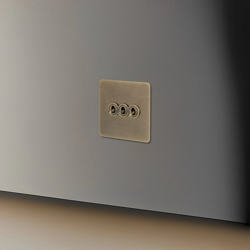 Interrupteur double 2 voies intermédiaire switch en acier gris vieilli bords arrondis