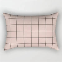 housse de coussin rectangulaire motif géométrique arc-en-ciel et végétal