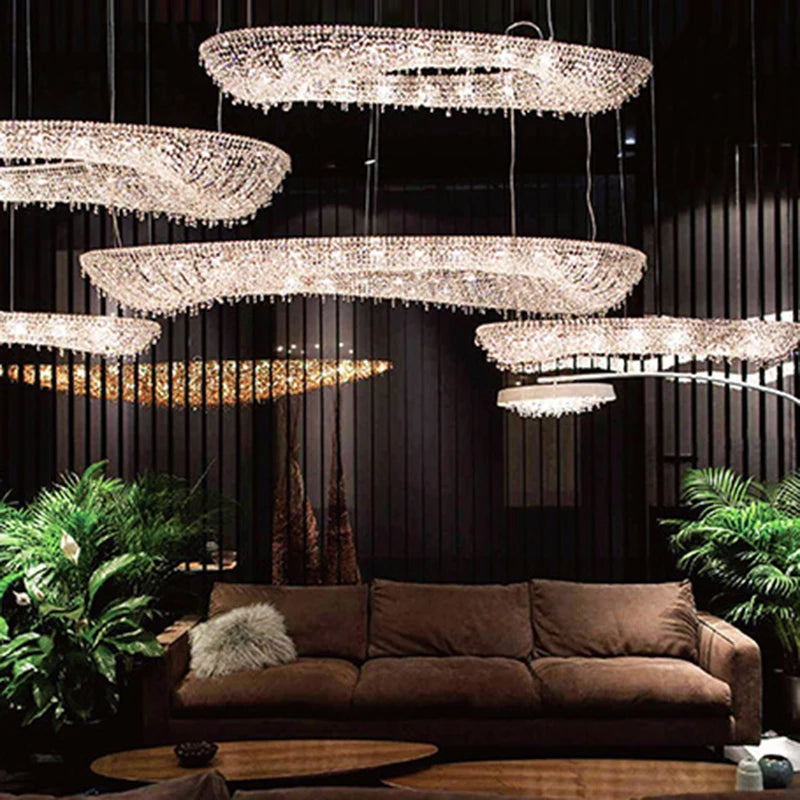 lustre créatif élégant en cristal transparent pour intérieur