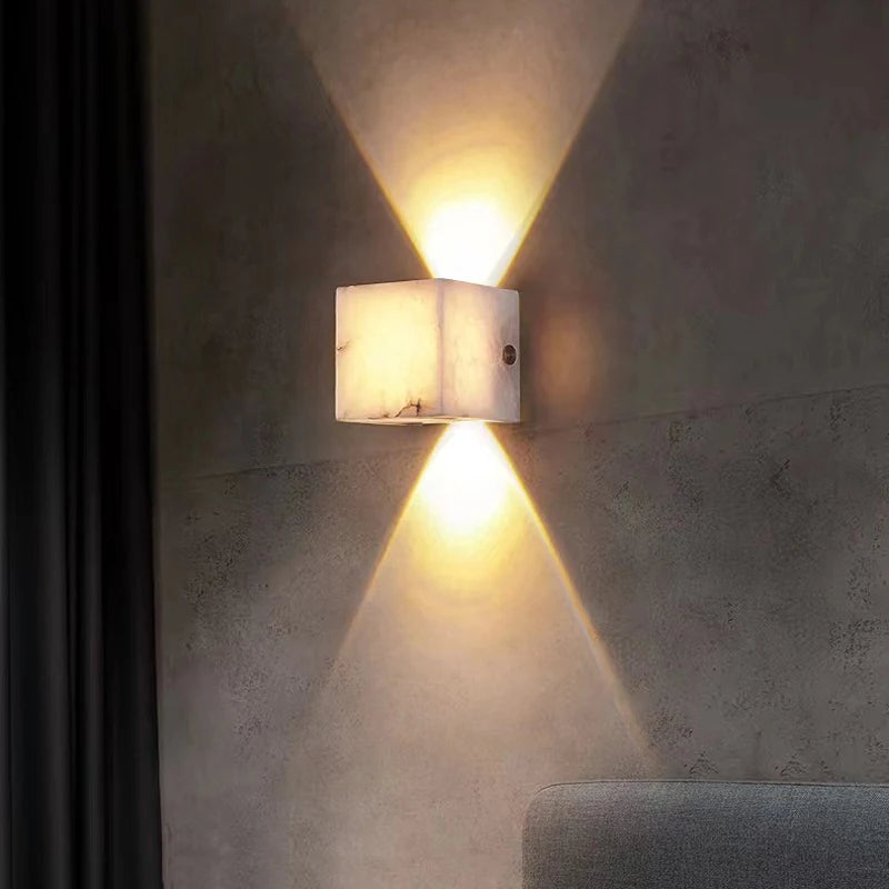 applique murale led moderne en marbre naturel et cuivre