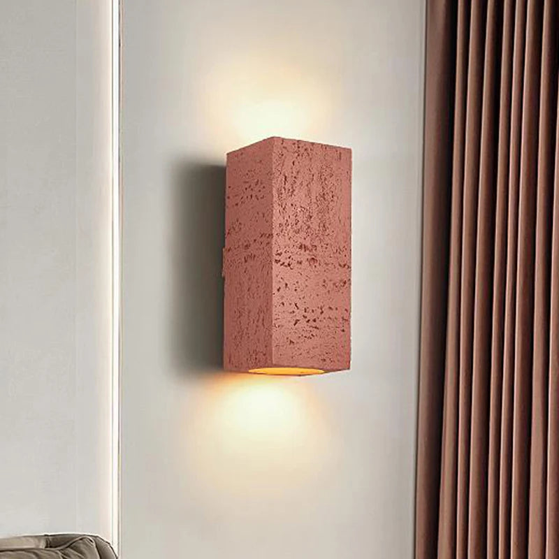 applique led wabi-sabi carrée ciment nordique luminaire décoratif intérieur - vue 6 sur 11