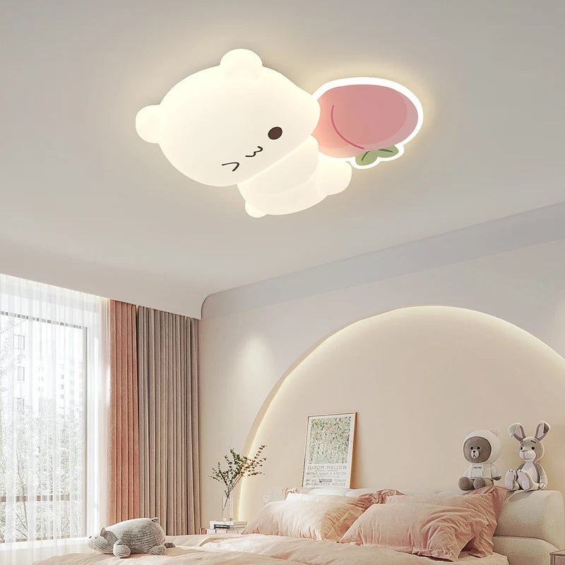 Plafonnier led ours cartoon motif fruits pour enfants