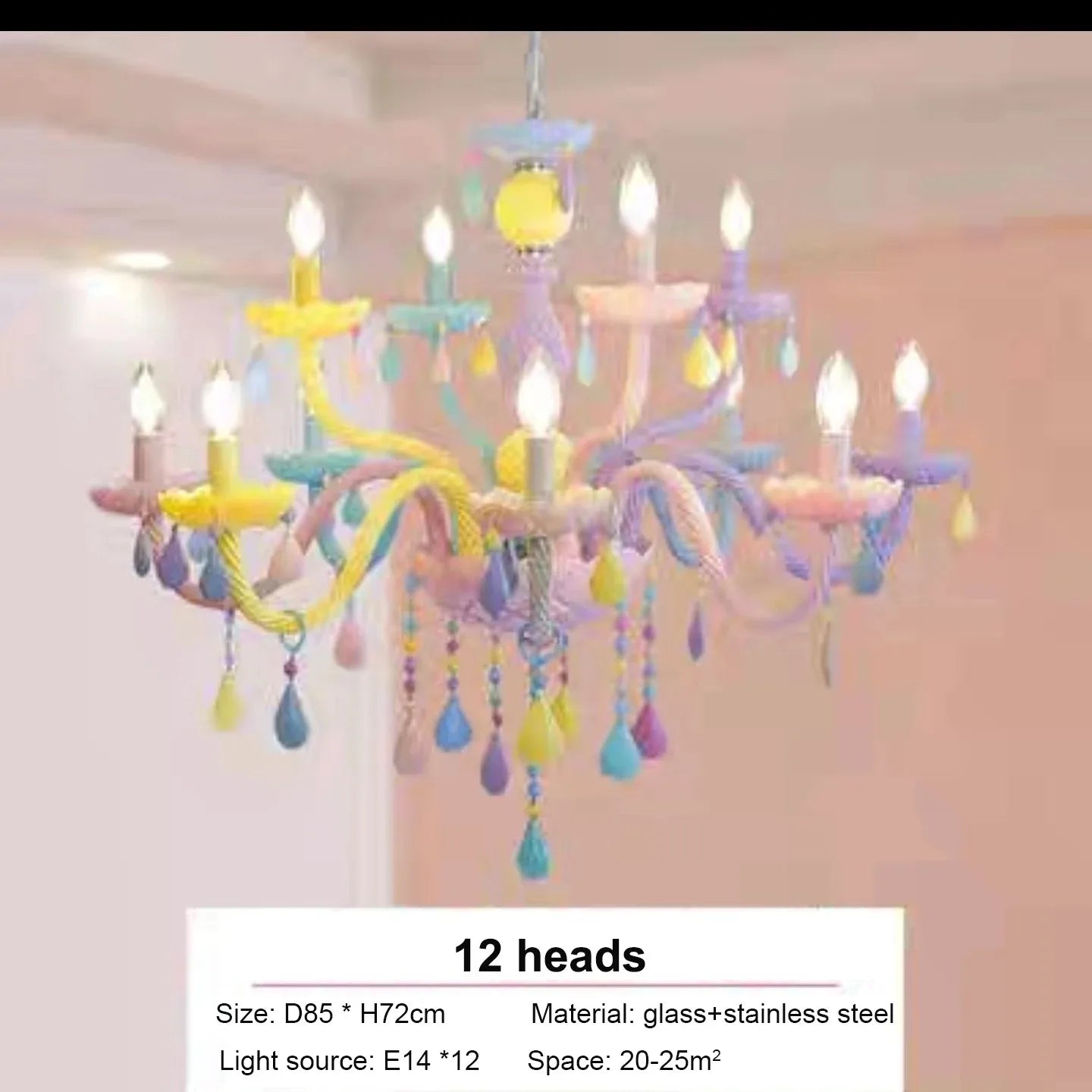 lustre arc-en-ciel en cristal design kawaii pour décoration chambre enfant - vue 17 sur 18