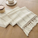 Chemin de table macramé ivoire bohème tissé salon