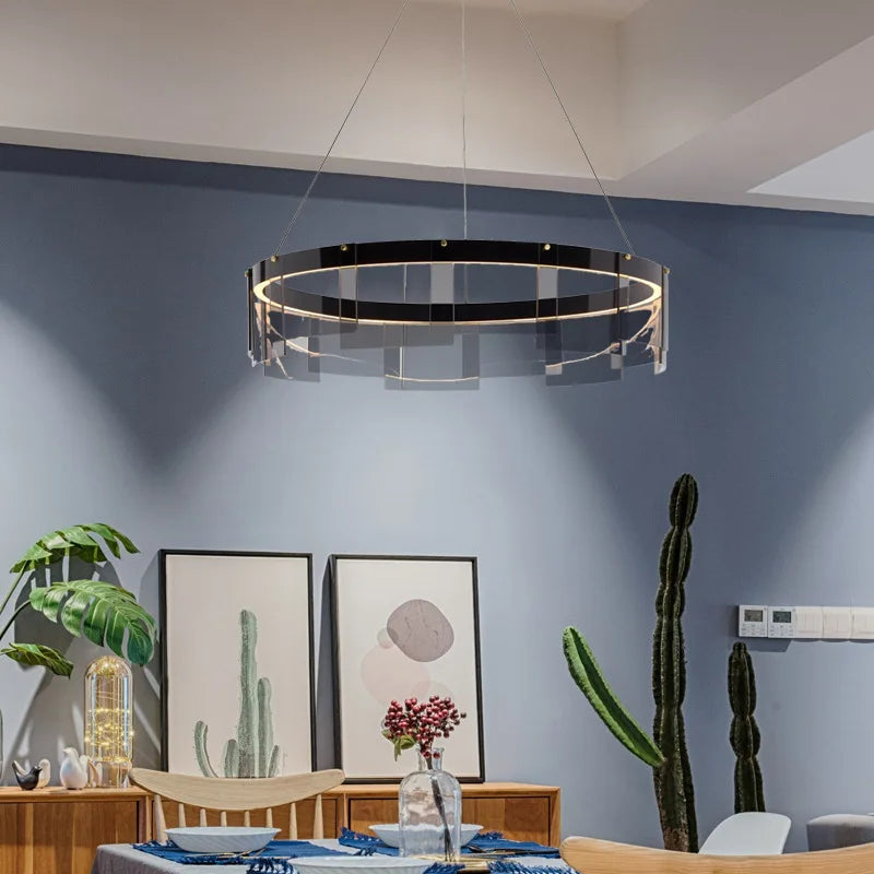 lustre design led en verre stratos pour intérieur