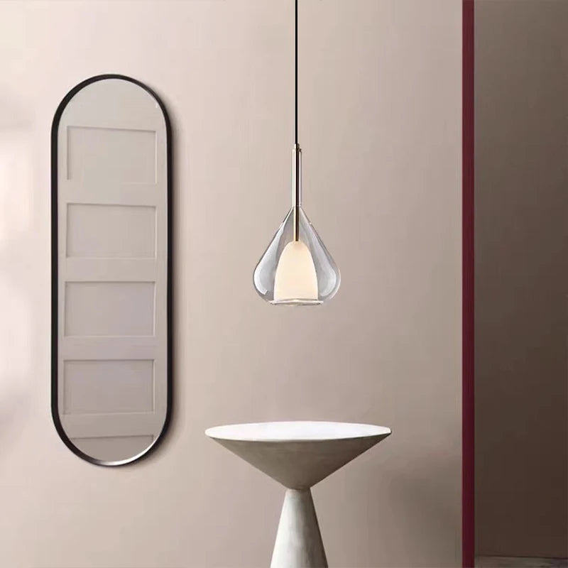 Suspension en verre lustre Led moderne lampe pendante de luxe cuisine salon chambre à côté de la lampe lustre en cristal - vue 6 sur 7