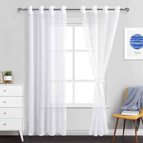 Voilage tulle transparent style moderne pour salon chambre