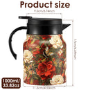 Theiere isotherme vintage motif floral inox avec infuseur