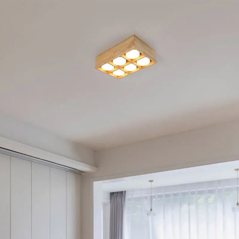 Plafonnier minimaliste japonais en bois brut