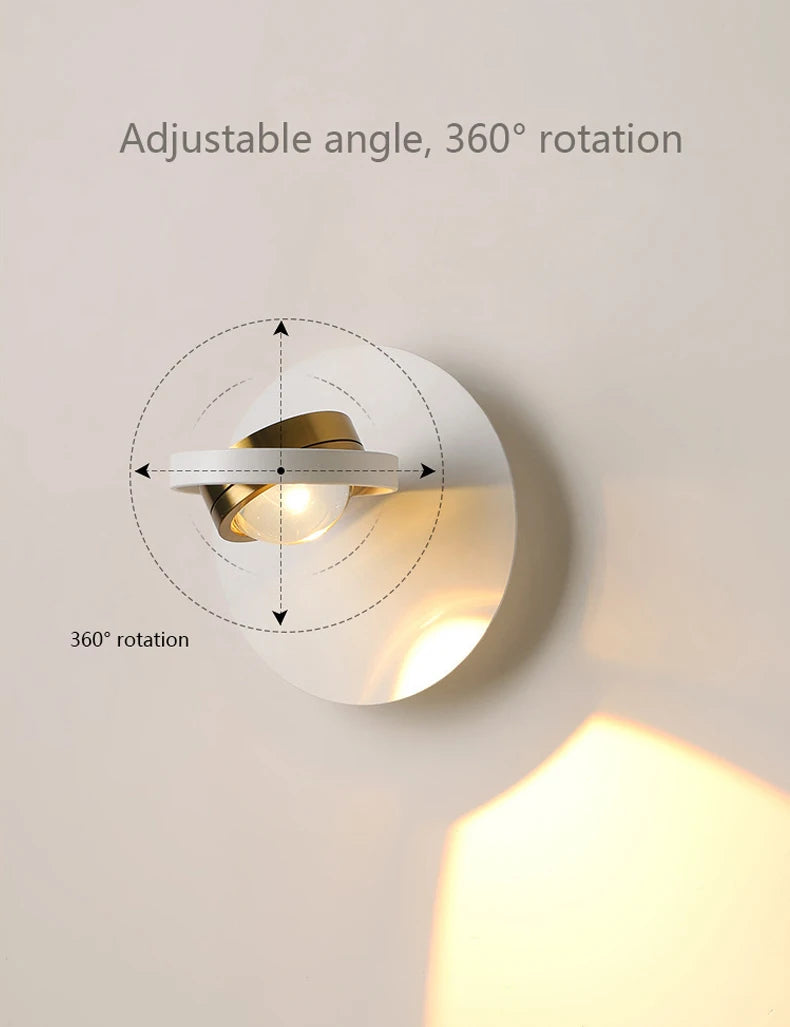 applique murale scandinave minimaliste rotative avec lumières led - vue 4 sur 10