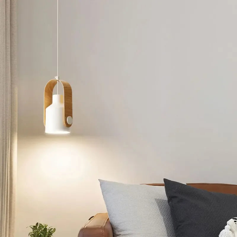 Macaron Bois Brut Art Suspension Lumières Plafond Lustre Chambre Décor Nordique Moderne Cuisine Lampes Suspendues LED Luminaires - vue 2 sur 10