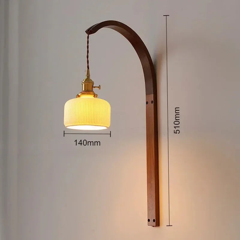 lampe moderne en bois de noyer avec lumière led décorative - vue 5 sur 21