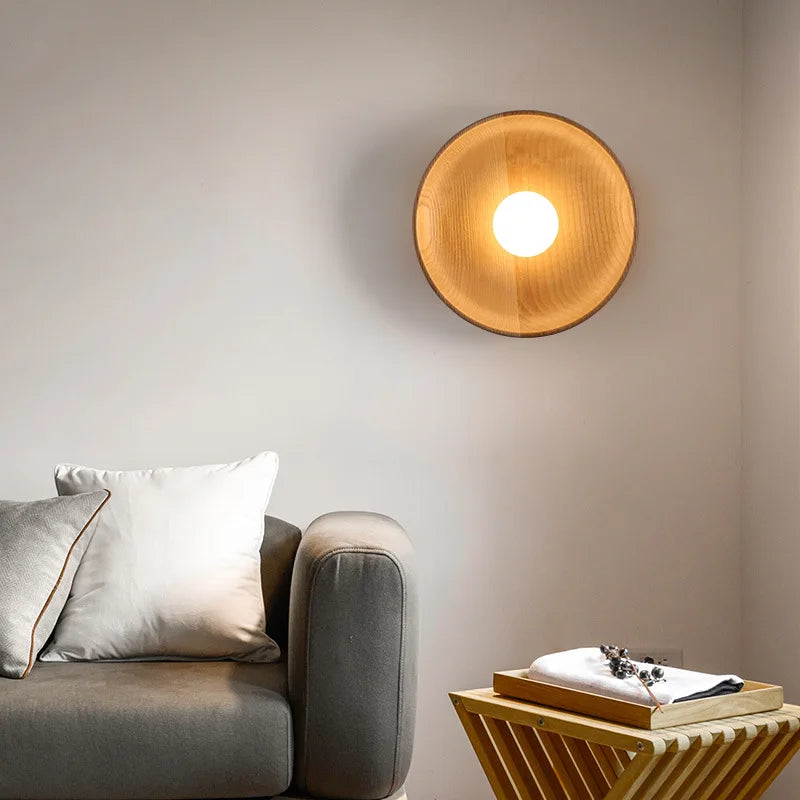 applique murale led simple design bois massif nordique - vue 4 sur 8