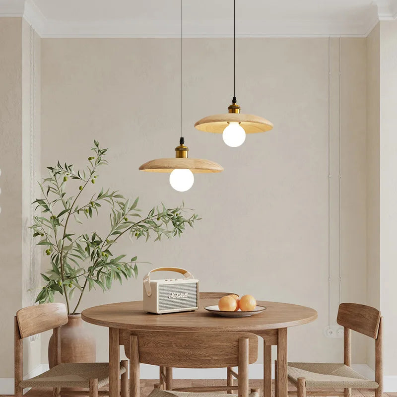 Lampe suspendue nordique en bois massif pour intérieur décoratif