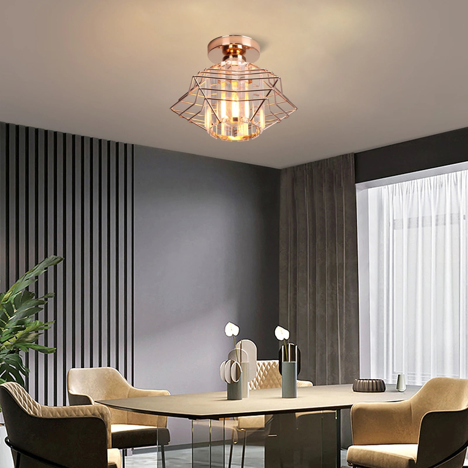 Plafonnier LED en cristal design moderne décor - vue 6 sur 14