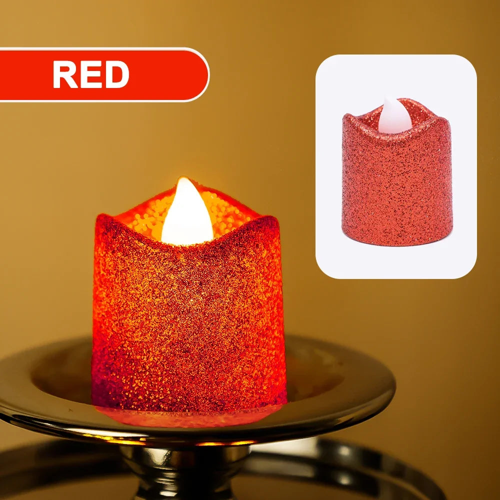 lot de 6 bougies à paillettes led pour déco romantique de fête - vue 9 sur 12