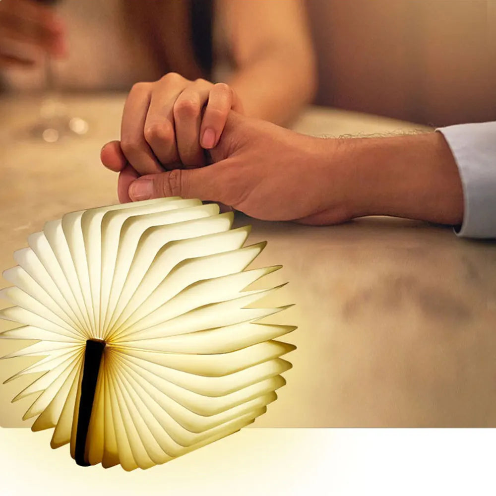 3D créatif Led livre veilleuse Portable en bois 5V Usb Rechargeable magnétique pliable bureau Table lampe décoration de la maison 5 couleurs - vue 4 sur 9