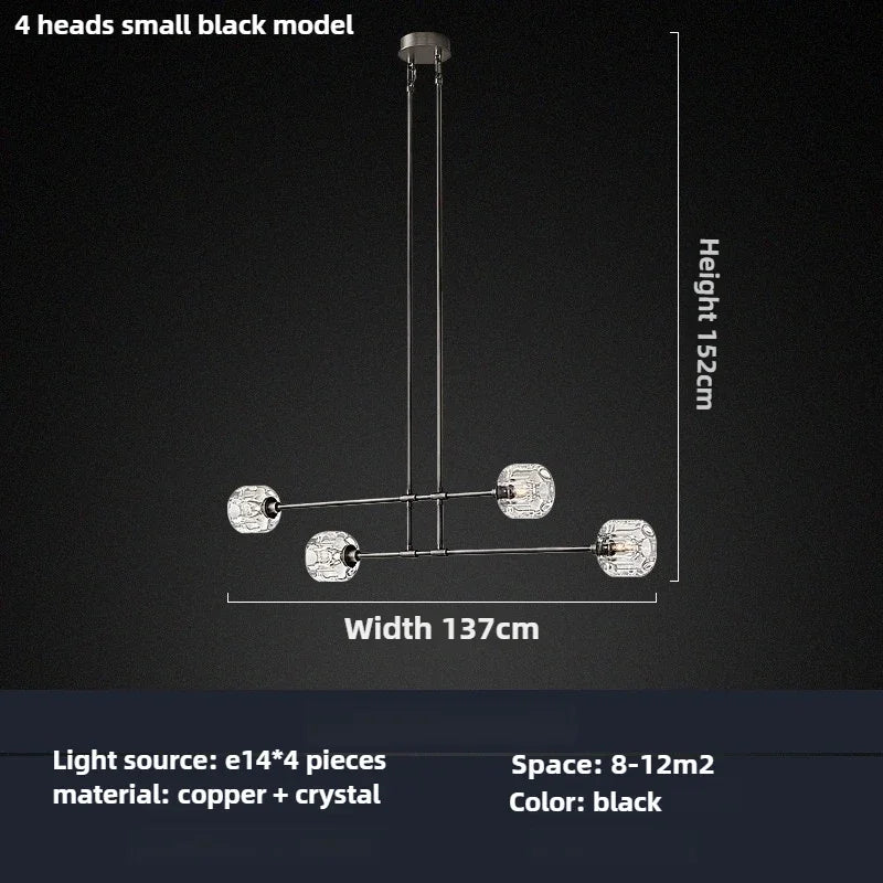 lustre en cristal de style américain en cuivre moderne