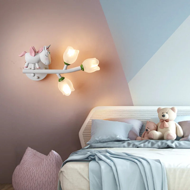 applique murale fille lapin g4 led fleur - vue 4 sur 22