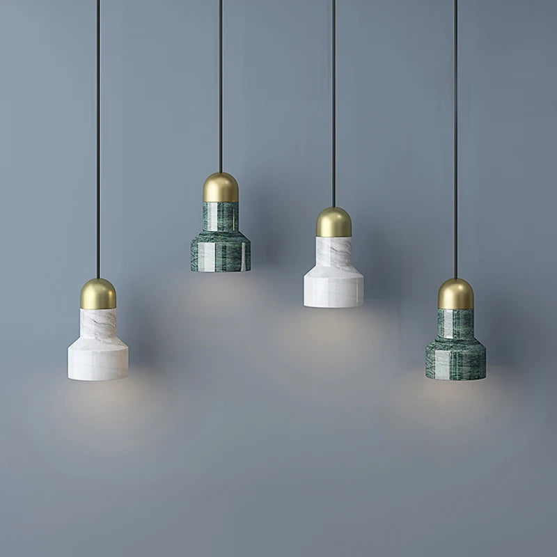 lustre nordique rétro en marbre de luxe led - vue 2 sur 8