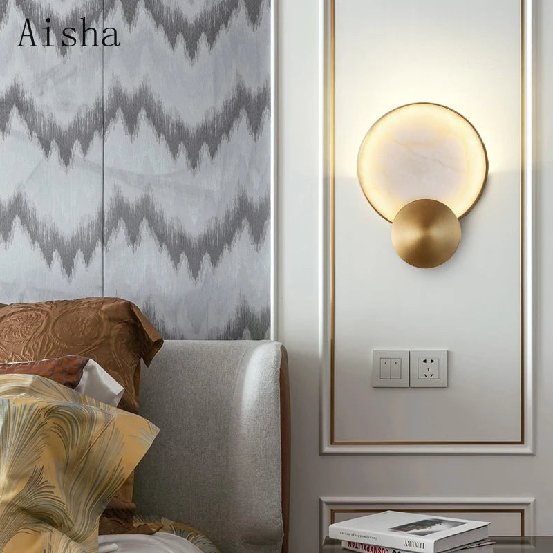 applique moderne en marbre avec éclairage led décoratif luxe - vue 7 sur 7