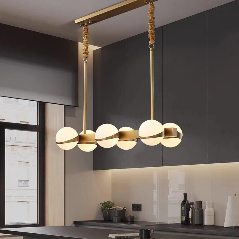 Lustre doré design intérieur moderne LED - vue 3 sur 9