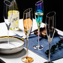 Verres champagne biseautés style nordique effet changeant