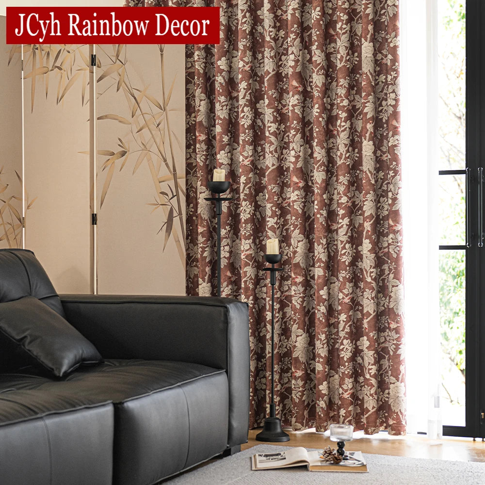 Rideau occultant motif oiseaux style nature chambre salon - vue 4 sur 8