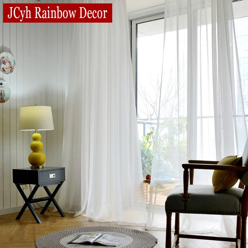 Voilage moderne transparent pour salon chambre fenêtre léger - vue 2 sur 7