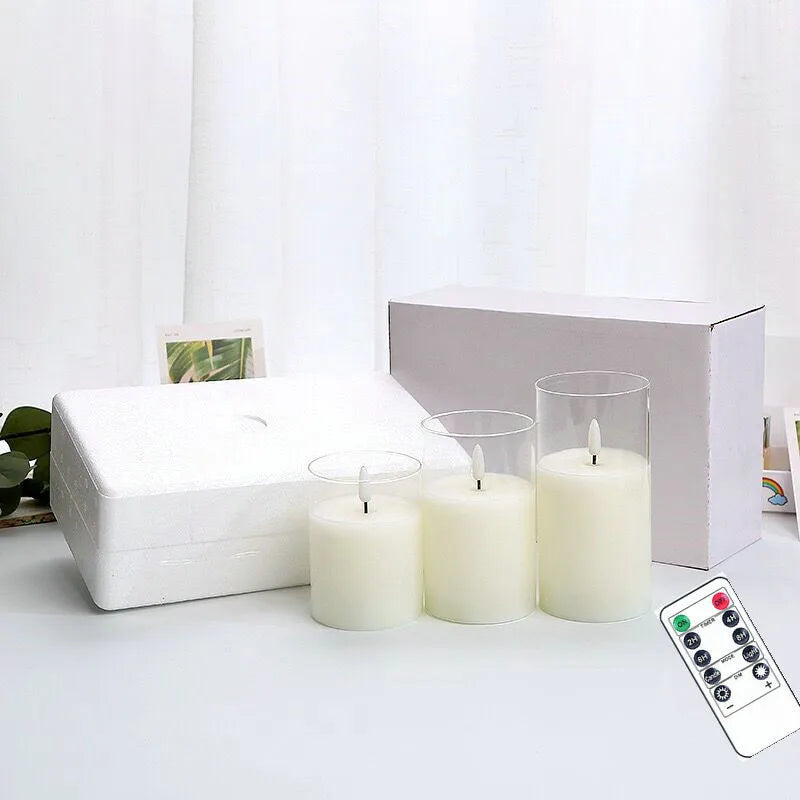 bougie pilier led rechargeable décorative avec télécommande en tube 3D - vue 10 sur 12