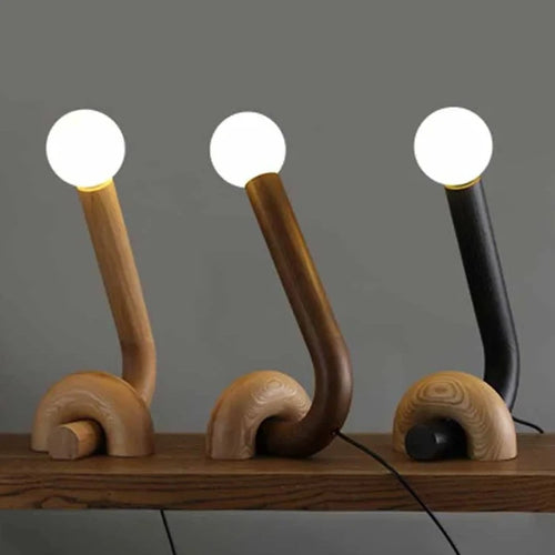 lampes de table vintage en bois massif éclairage led décoratif