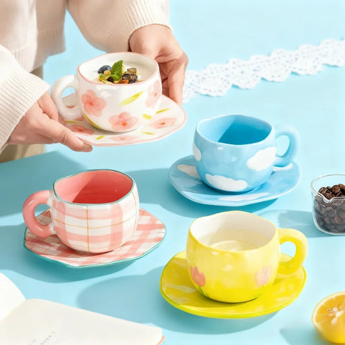Mug céramique style coréen forme pincée artisanale