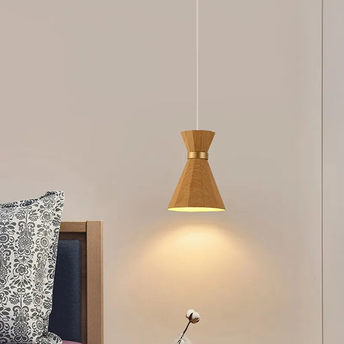 Suspension nordiques en Grain de bois LED lampes suspendues en fer minimaliste pour étude chambre salon salle à manger luminaires de décoration intérieure