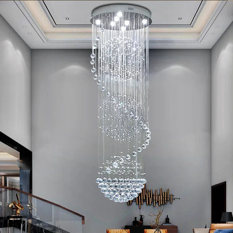 lustre 	 en cristal moderne led boule spirale goutte de pluie k9
