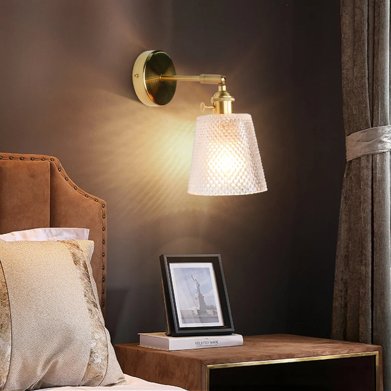Moderne LED E27 verre applique murale cuivre applique décor à la maison interrupteur applique murale pour chambre costume pour 90-260V éclairage intérieur