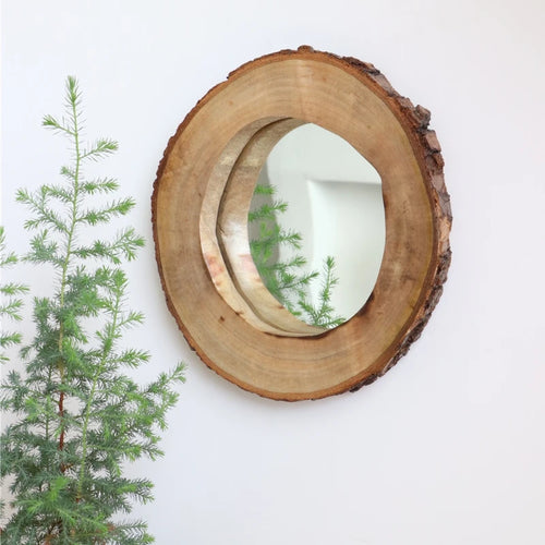 miroirs décoratifs ronds en bois vintage pour intérieur nordique