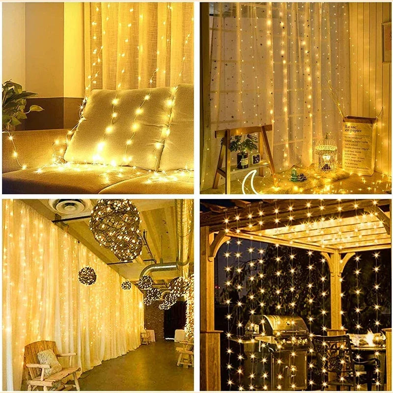 guirlande lumineuse rideau led usb pour décorations festives et célébrations - vue 5 sur 9