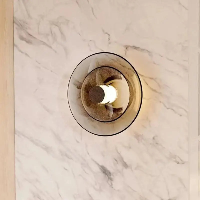 Applique murale led verre ambre noir doré - vue 5 sur 7