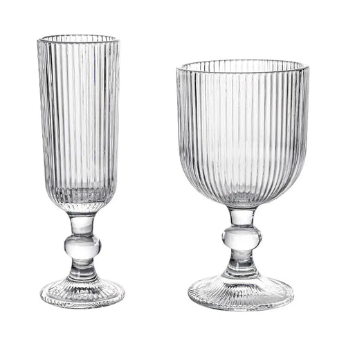 Verres a vin rayes tige courte large ouverture