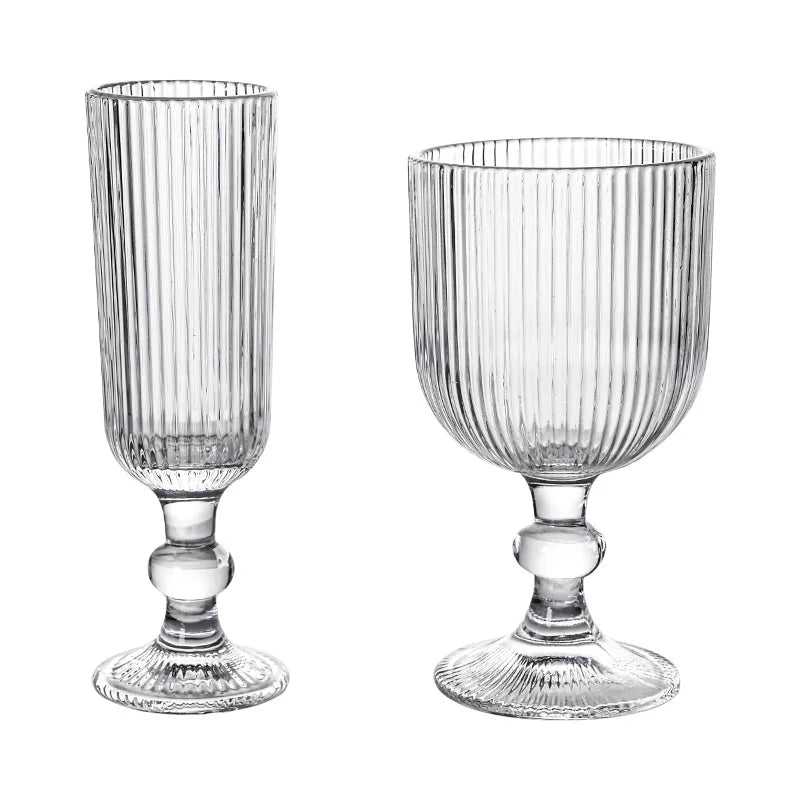 Verres a vin rayes tige courte large ouverture - vue 6 sur 6