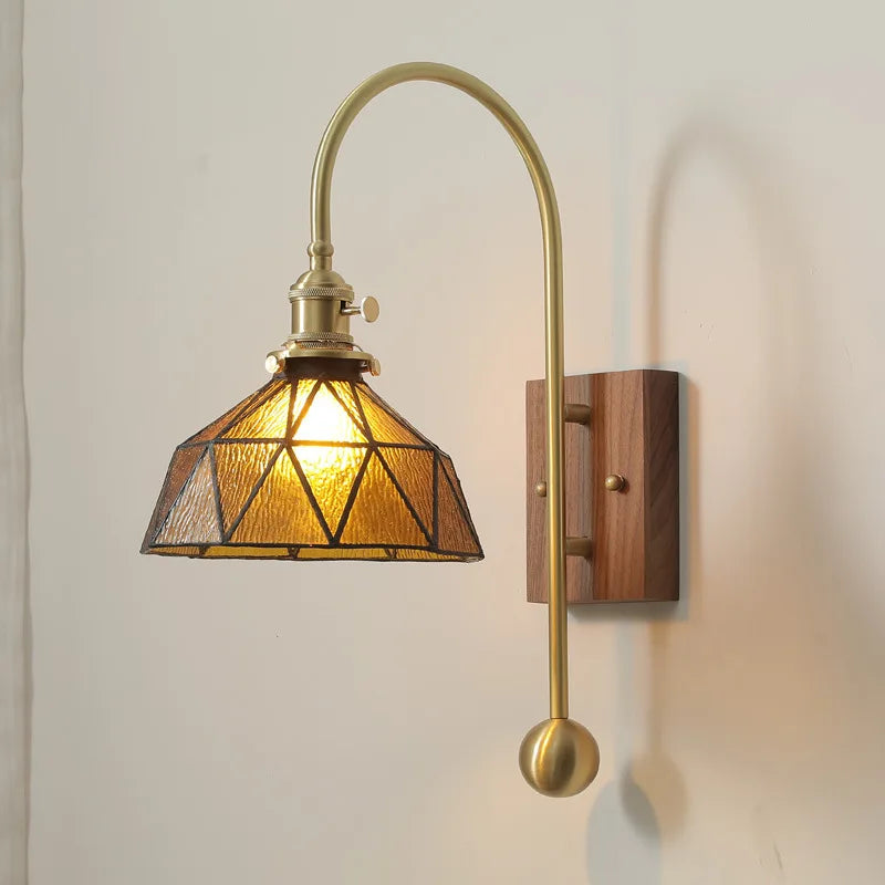 applique en verre et laiton style vintage japonais pour décoration intérieure