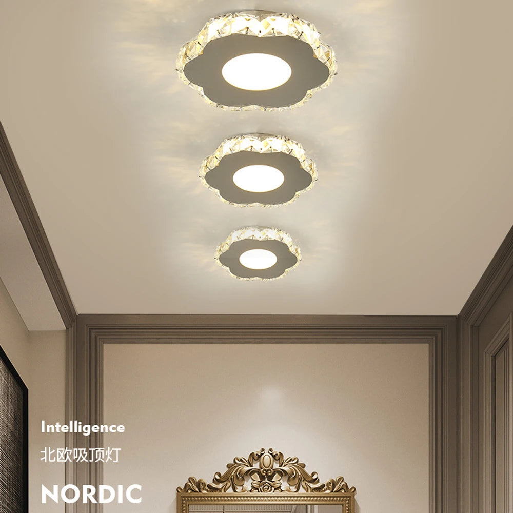 plafonnier led moderne en cristal pour maison et balcon - vue 4 sur 8